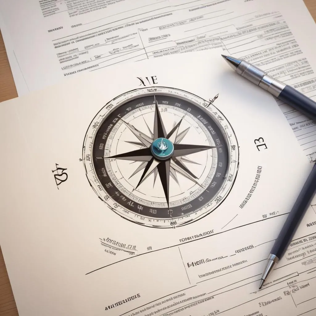 A compass resting on top of a financial document, symbolizing navigation and direction