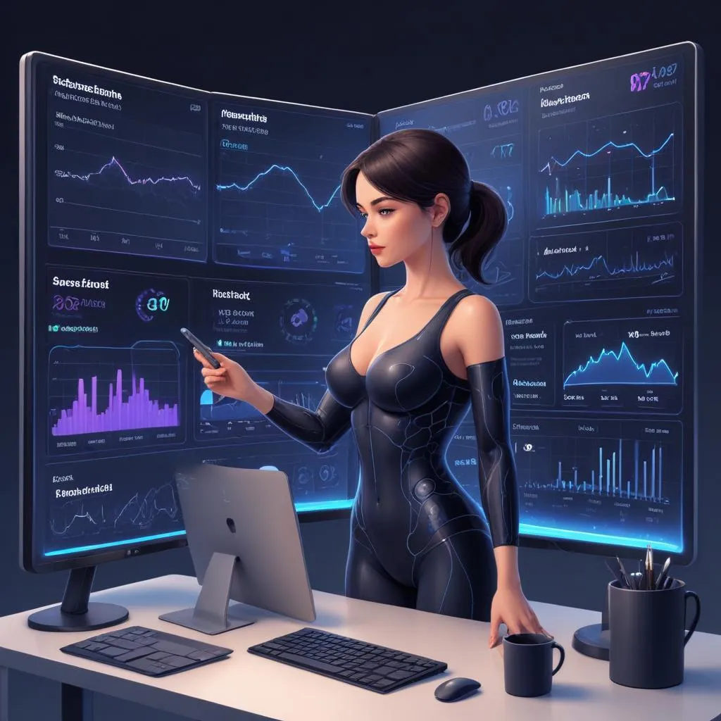 AI algorithm adjusting prices in real-time on multiple product and service dashboards