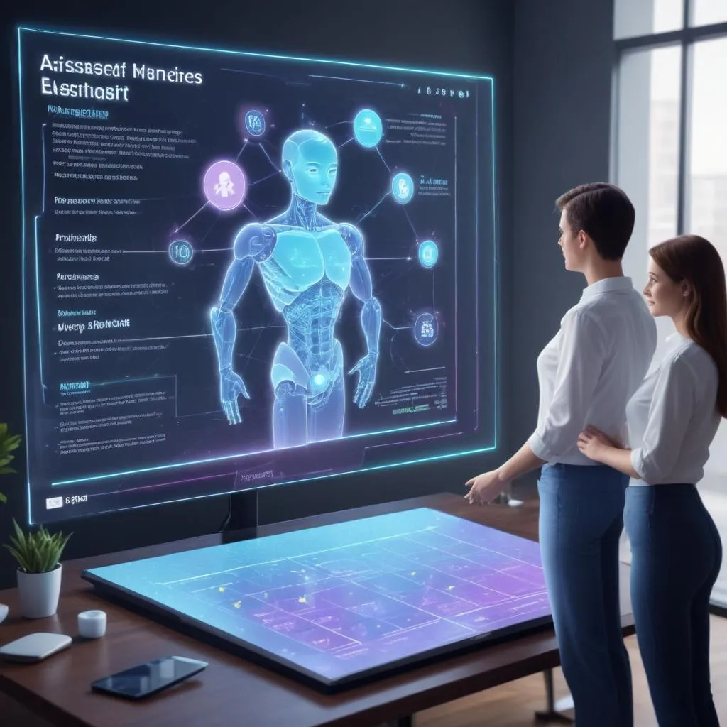 AI assistant managing personal finances on a holographic display