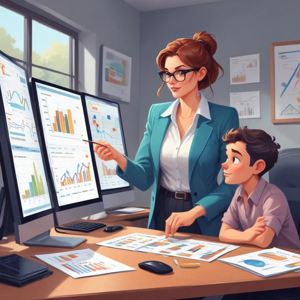 Business owner analyzing multiple revenue streams on dashboard