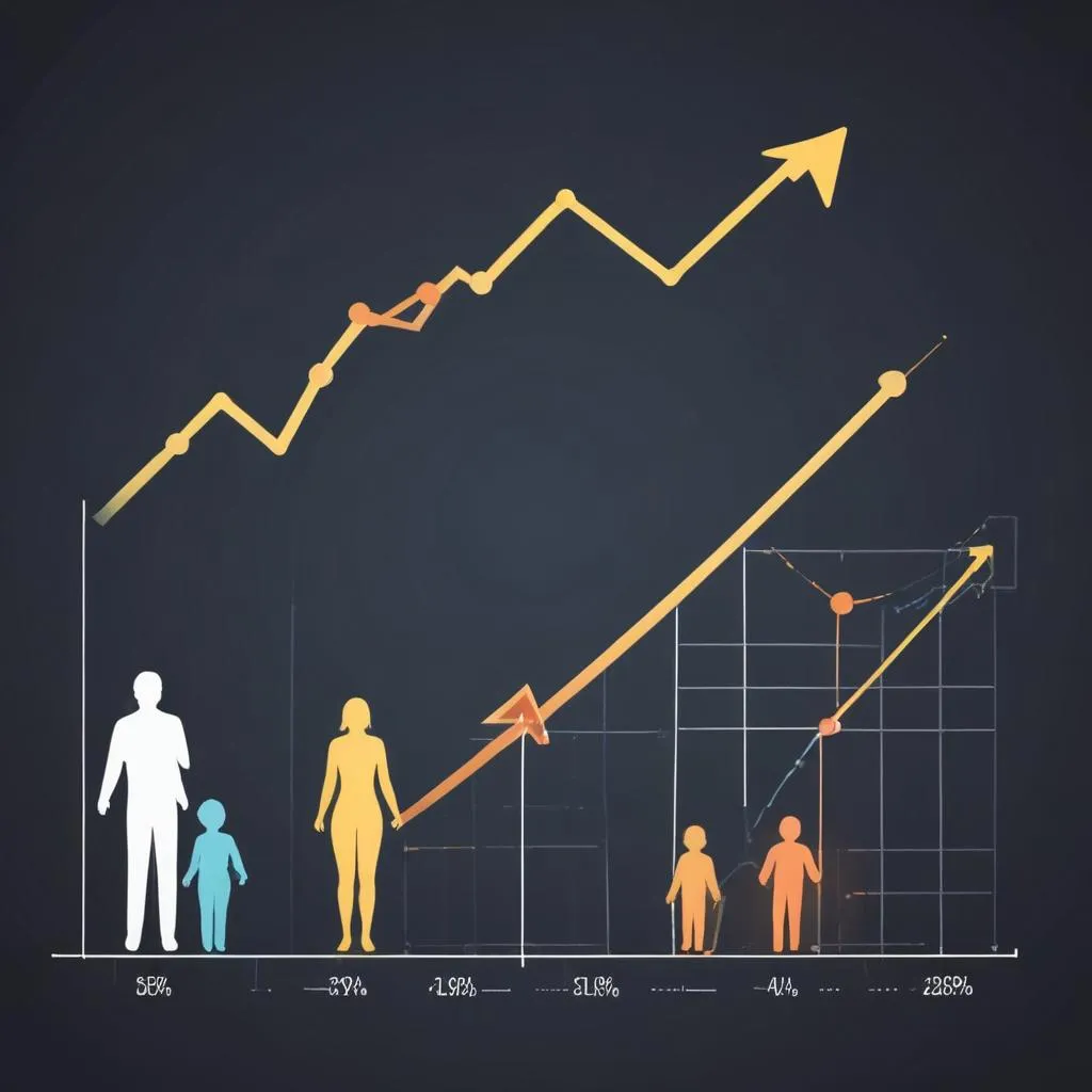 Graph showing upward trending income line and parallel upward trending spending line representing lifestyle inflation