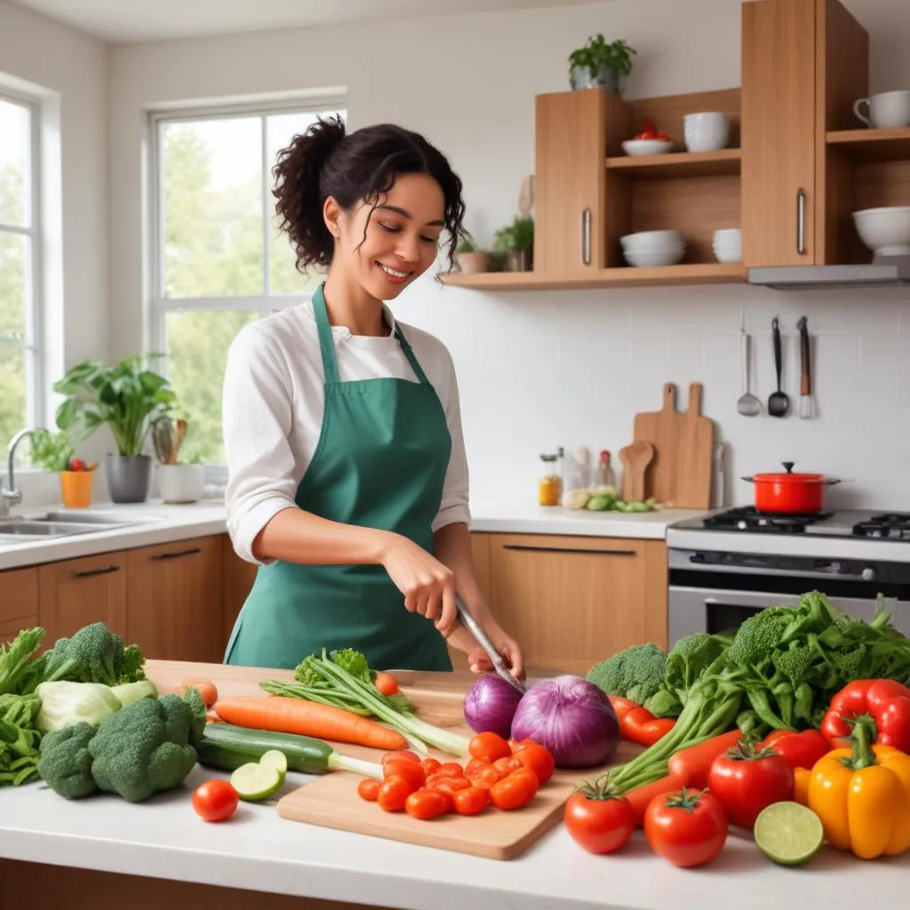 Person cooking fresh vegetables at home, representing intentional living