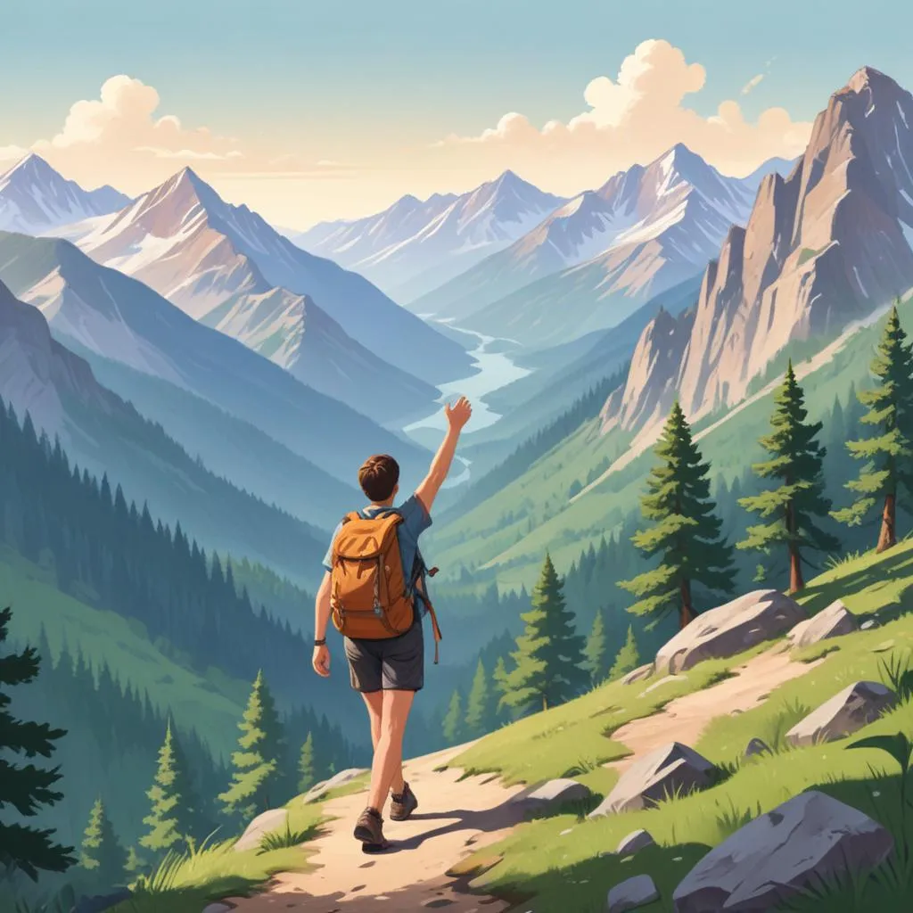 Person enjoying freedom hiking in mountains, representing financial independence