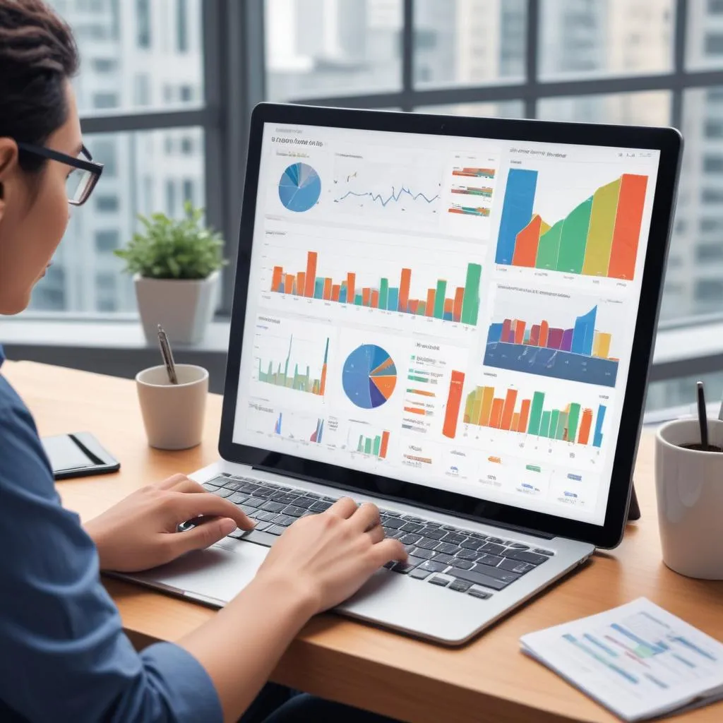 Person using a tablet to adjust a dynamic financial dashboard with real-time data