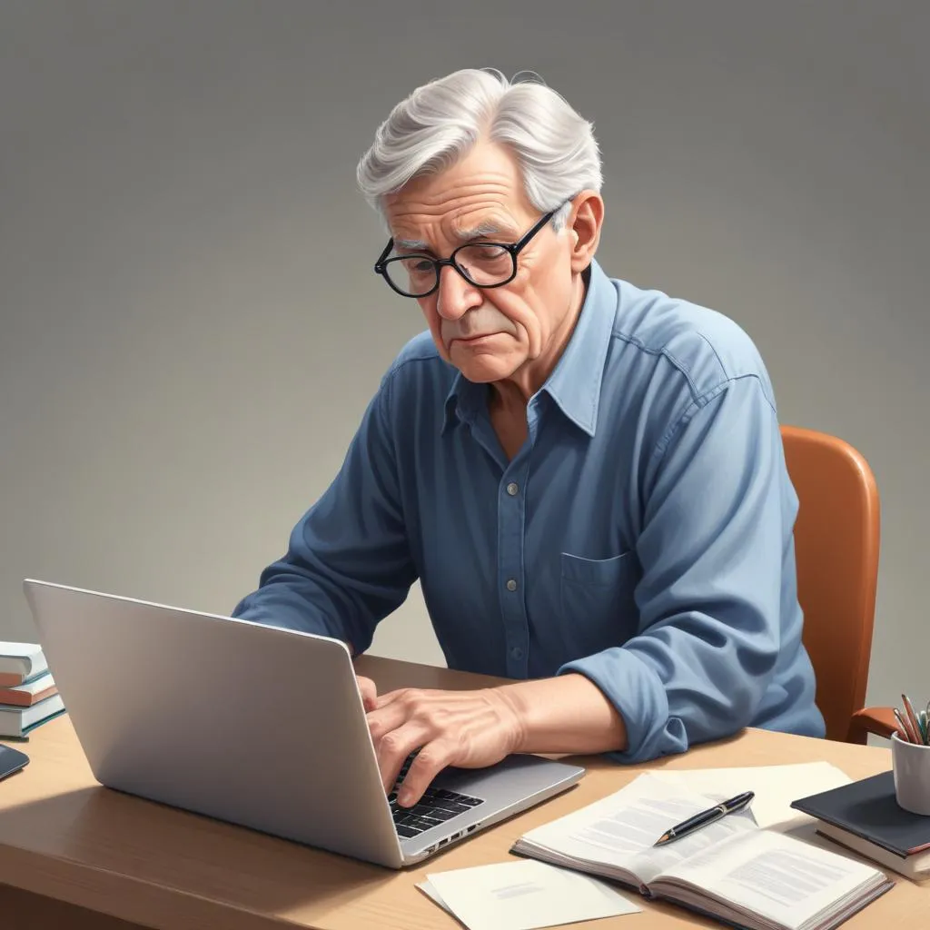 Senior person working on a laptop, representing delayed retirement