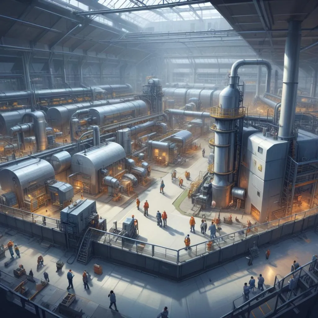 Split image showing a high-tech factory in one region and a commodities mine in another