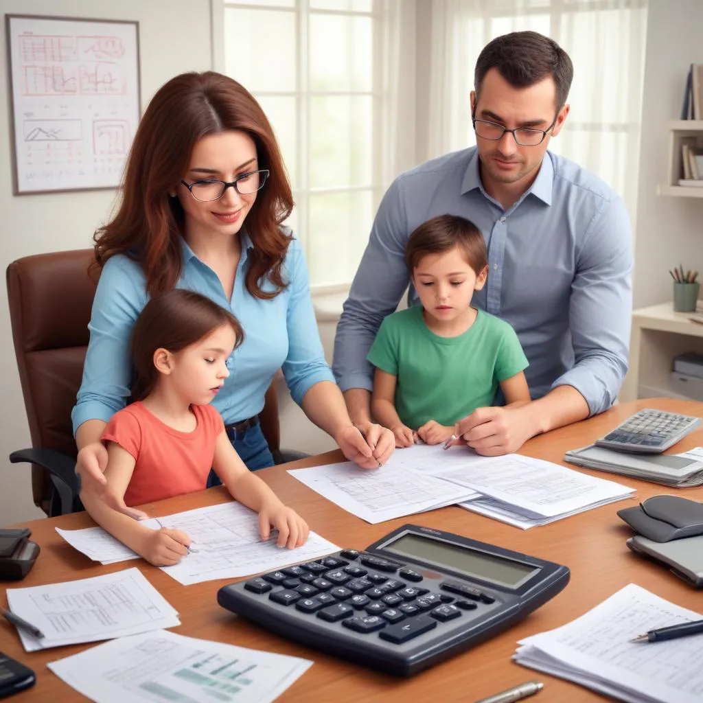 Stressful financial planning with calculator and tight budget